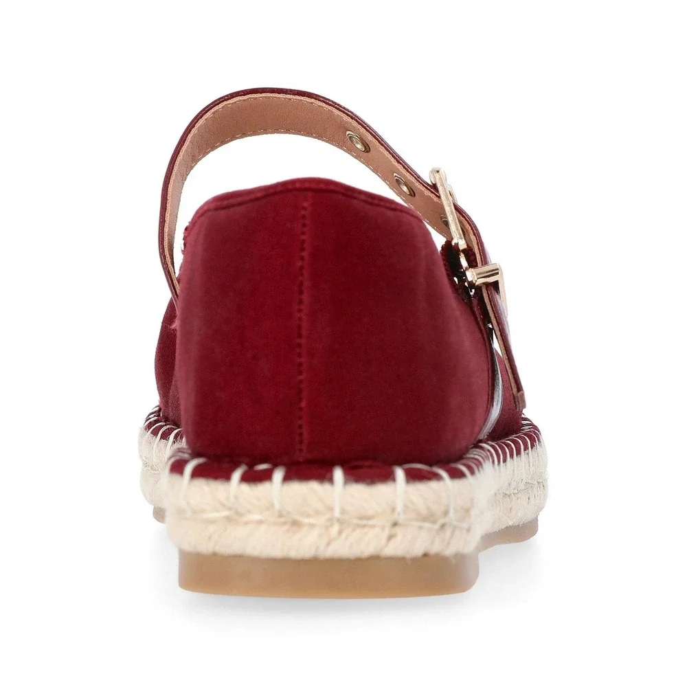 Time and Tru Mary Jane Espadrille Women‎ Shoes Burgundy Canvas Square Toe 8 NEW